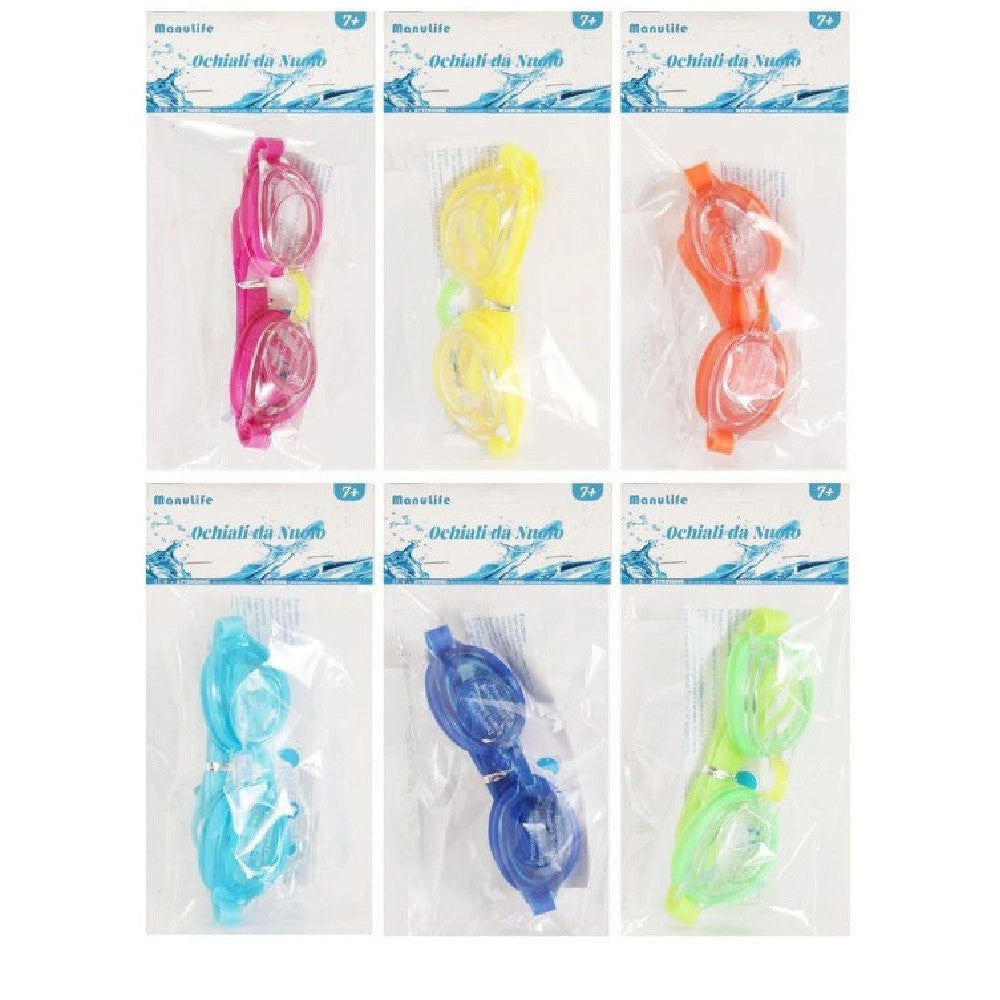 Trade Shop - Occhiali Occhialini Da Nuoto Piscina Mare Estate Sport 16x4cm Vari Colori 605427 -