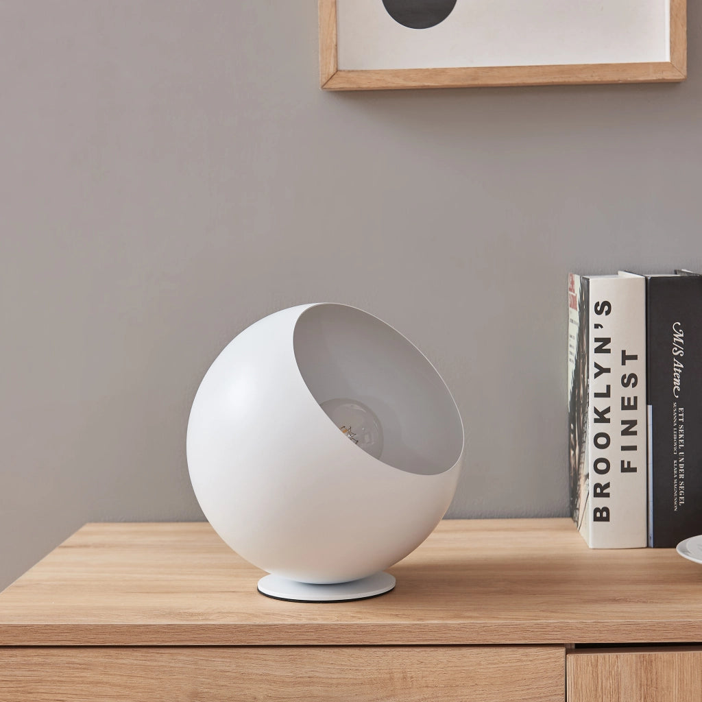 Lampada da Tavolo Lukkodso in Metallo Lampada Semisferica da Comodino Ø20 x 20 cm - Bianco lux.pro