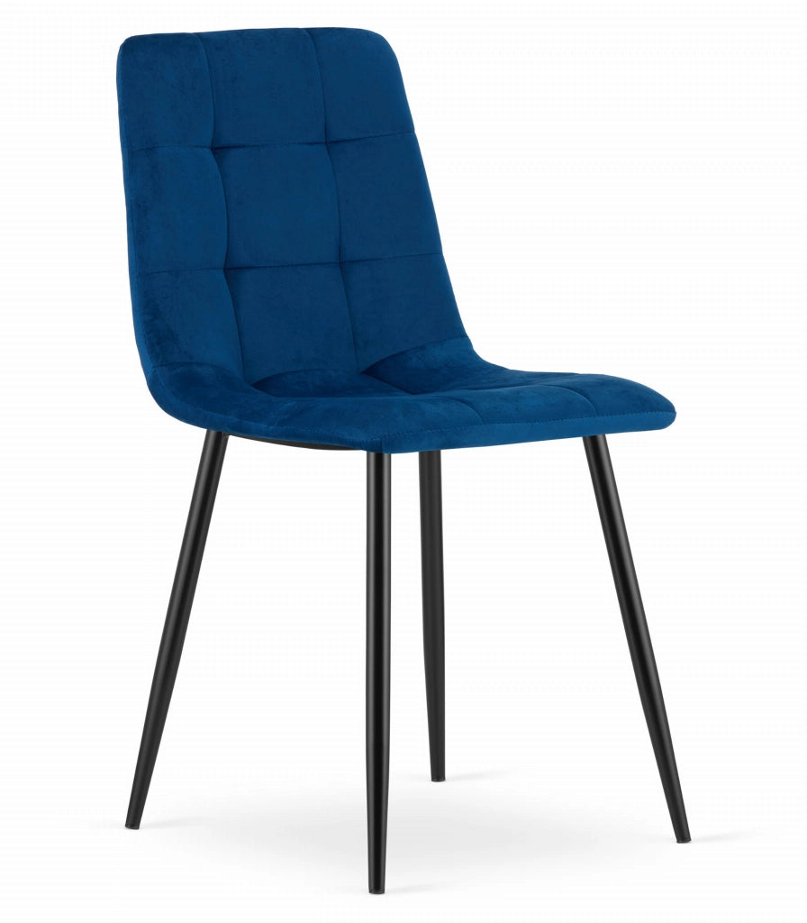 Sedia VALORA PYRA - Moderna sedia in velluto blu navy per soggiorno e ufficio