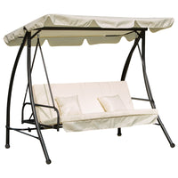 Dondolo da Giardino 3 Posti con Tettuccio Crema 200x125x170 cm