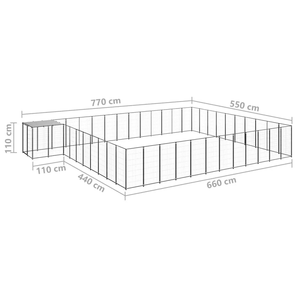 Recinto per animali da esterno per cani 37,51 m² acciaio nero 02_0000529