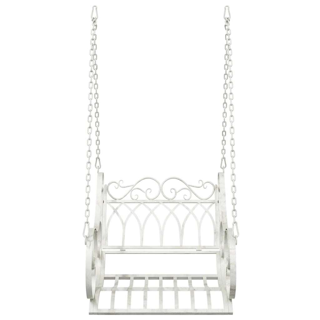 Panchina a Dondolo Acciaio 71 x 75 x 59 cm Bianco Antico