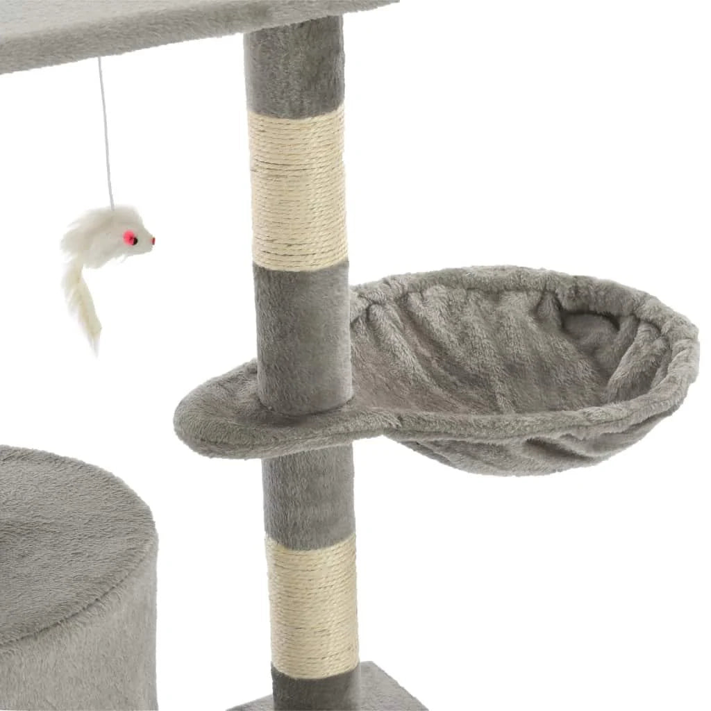 Tiragraffi albero per gatti cuccia per gatti giocattolo peluche sisal 138 cm grigio 3702036