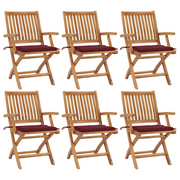 Sedie da Giardino Pieghevoli con Cuscini 6 pz Massello di Teak cod mxl 72152