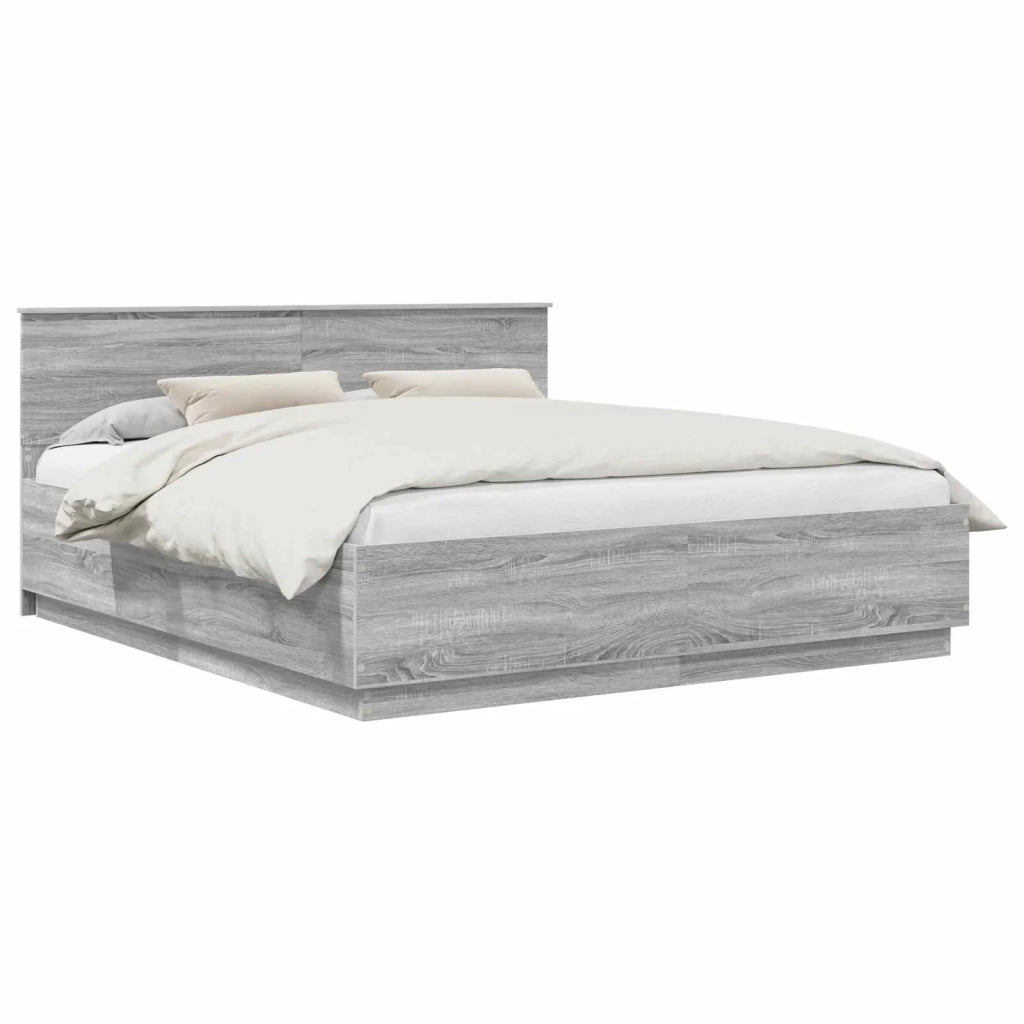 Struttura del letto con testiera Grigio Sonoma 200 x 200 cm 3408045