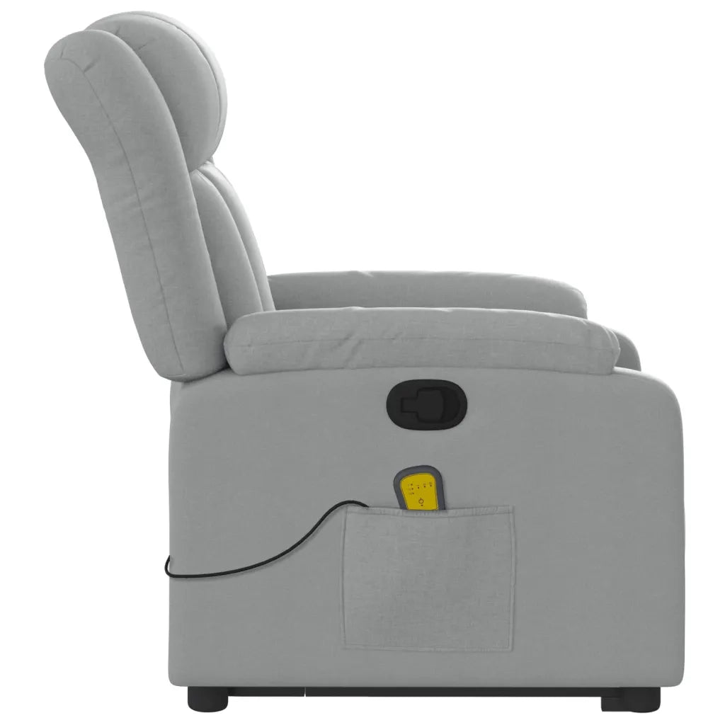 Poltrona | Sedia Relax Alzapersona Massaggi Reclinabile Grigio Chiaro Tessuto