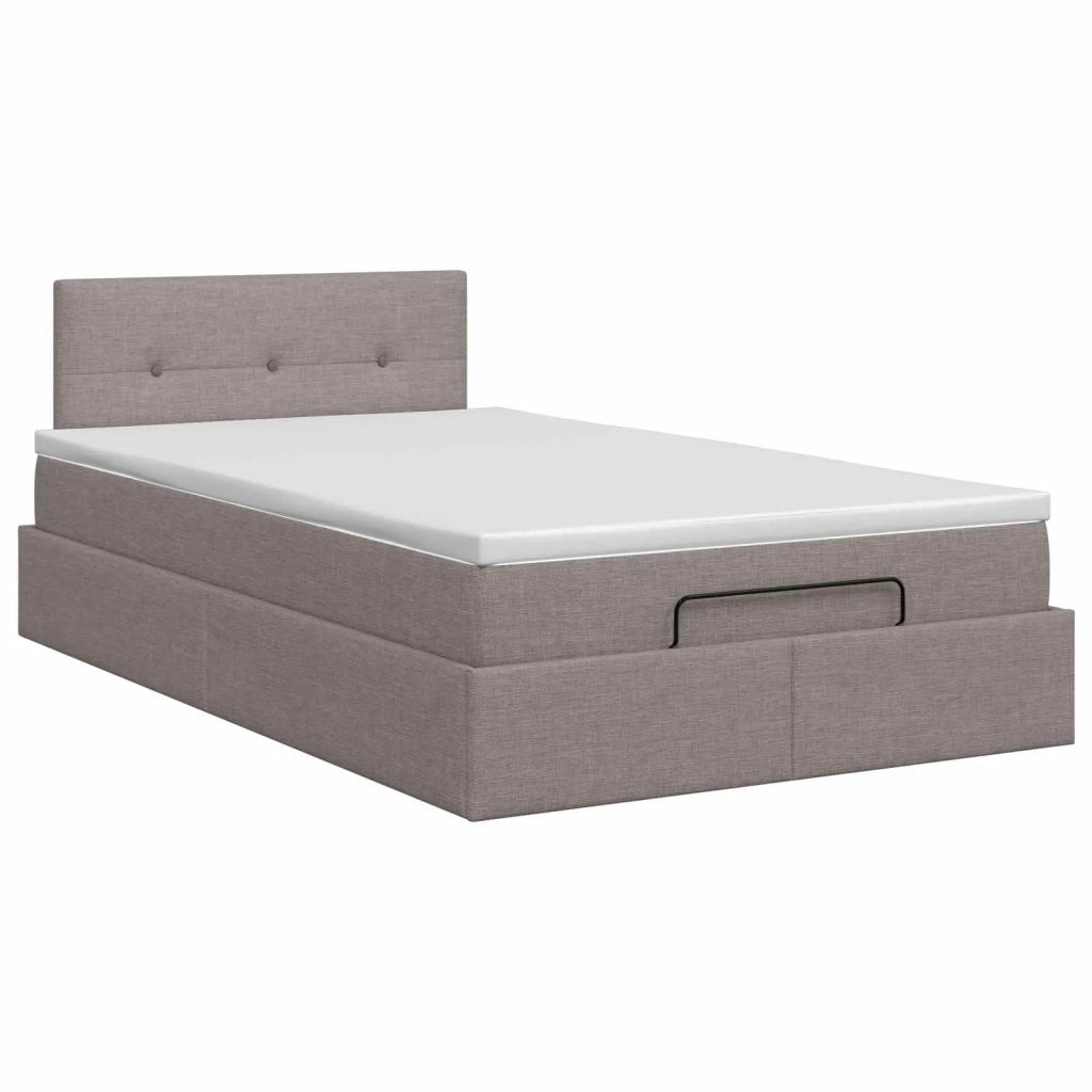 Letto ottomano con materasso Tortora 120 x 200 cm Tessuto 3457484