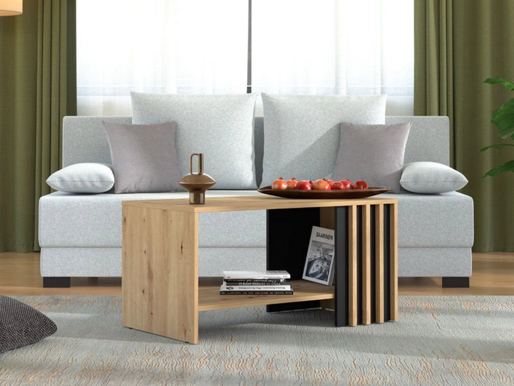Tricerro, Tavolino da Salotto un Vano, 90x49.5x45.5h cm Marrone Rovere Nodi