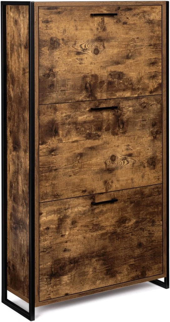 Scarpiera con 3 ante effetto invecchiato design industriale DAYTON