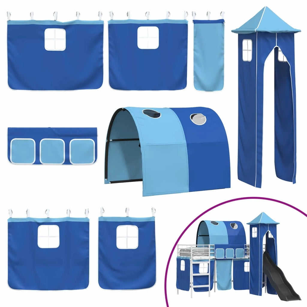 Struttura del letto loft per bambini-Giroletto per bambini Bianco e Blu 75 x 190 cm 764579