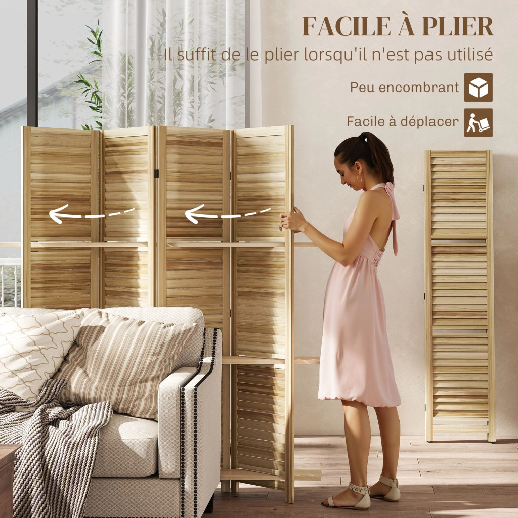 Paravent in legno 4 ante ¨C zephmum ¨C naturale 160x170 cm