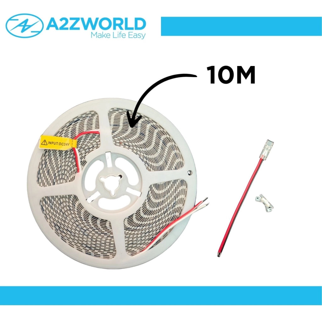 24V Striscia Led SMD Da 10 Metri, Slim da 5mm 8W/M, 110lm/W 120SMD/M, Bianco Freddo 6500K, Tagliabile Ogni Singolo Led da 8mm, Dimmerabile PWM, IP20, CRI>80
