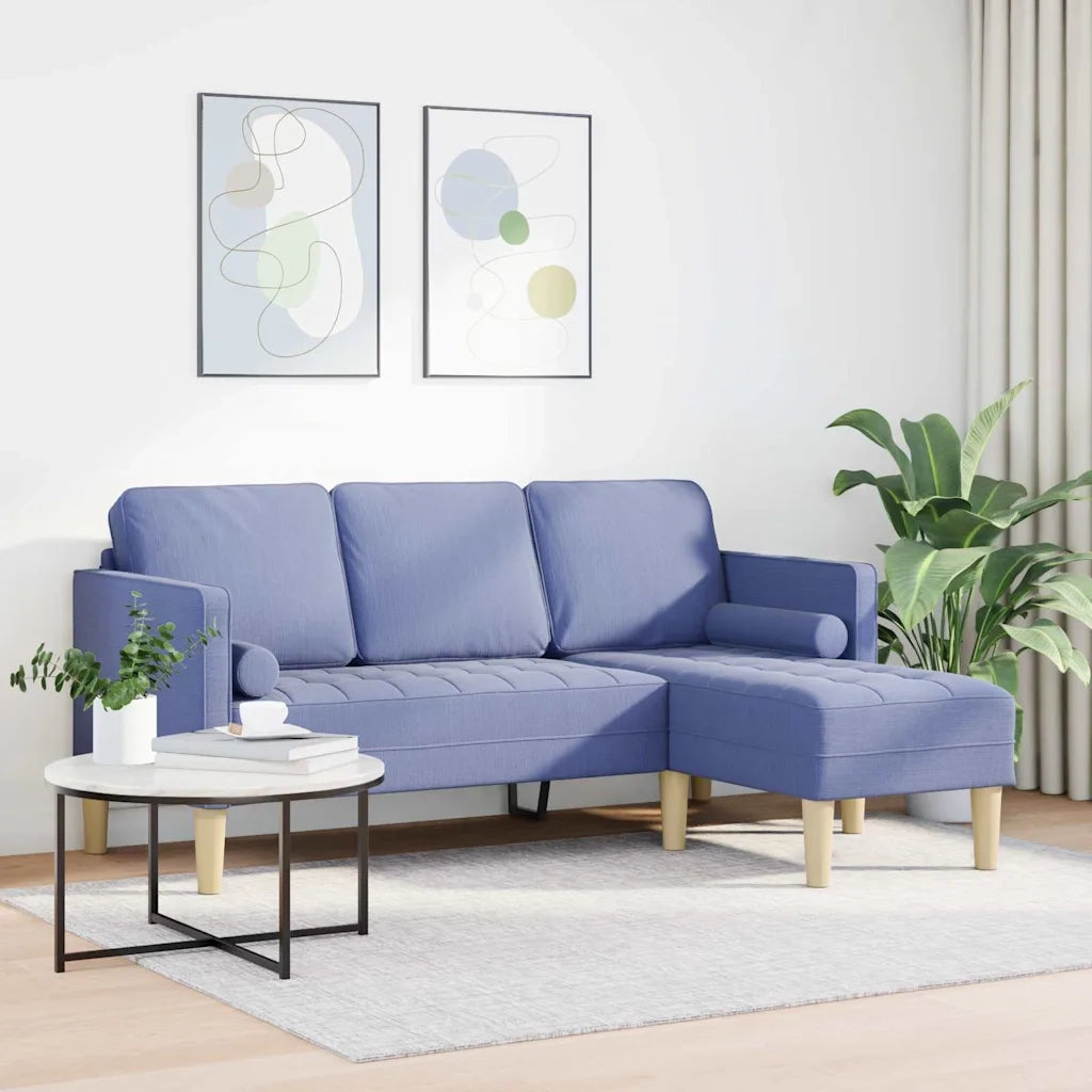 Set di Divano | Divano da soggiorno | Sofa con cuscino Blu jeans Poliestere