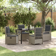 Set da Pranzo da Giardino da 5 Pezzi Grigio Chiaro in Rattan Polimerico