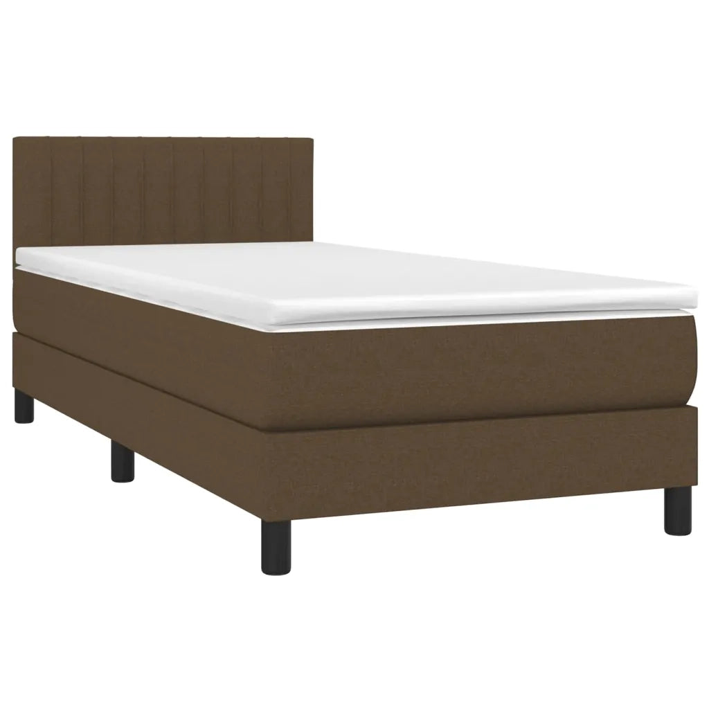 Letto a Molle Materasso e LED Marrone Scuro 80x200cm in Tessuto cod mxl 35591
