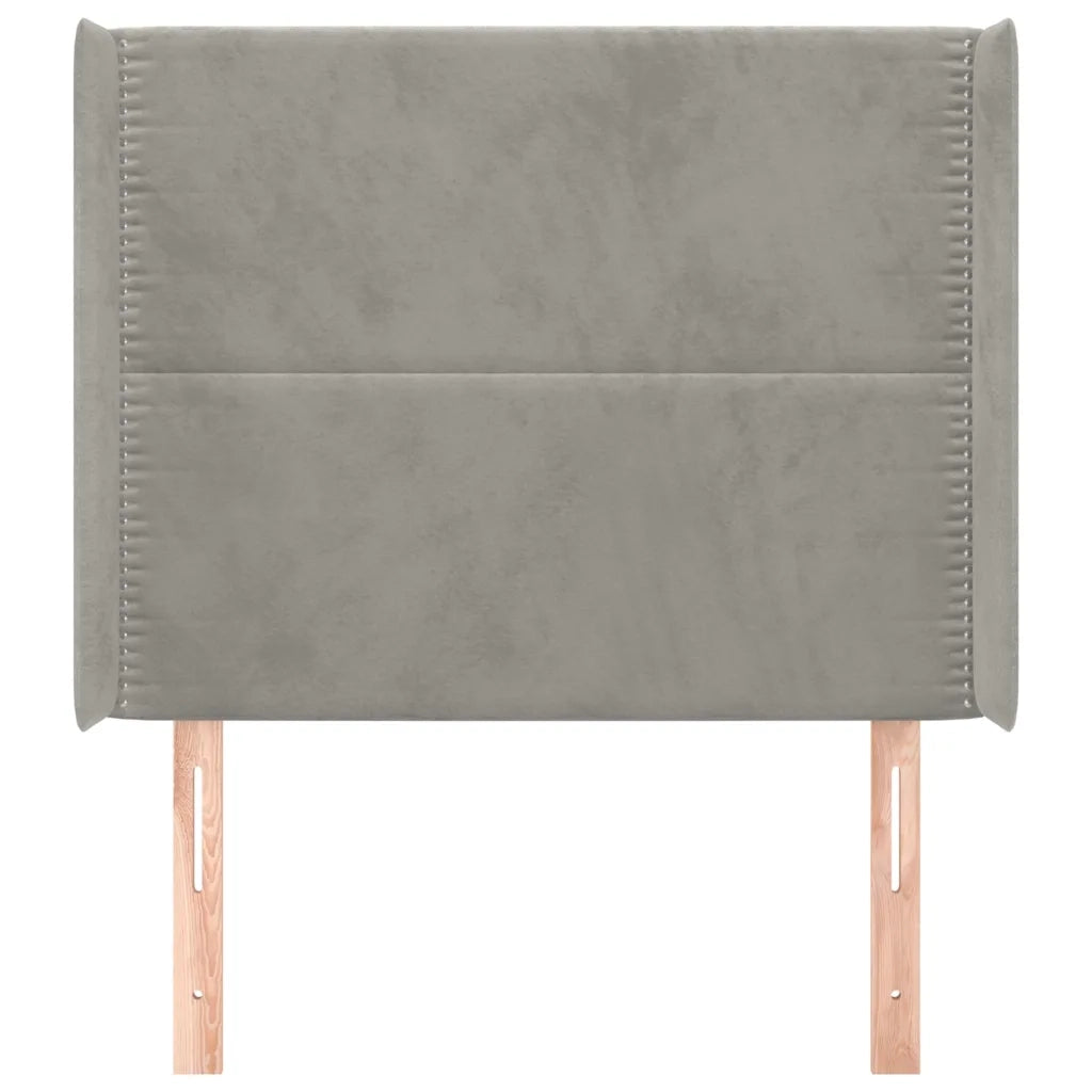 Testiera | Testata ad Orecchio Grigio Chiaro 103x16x118/128 cm in Velluto