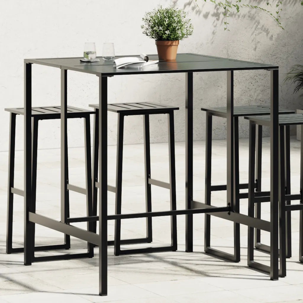 Tavolino da Giardino | Tavolo da Bar Nero 100x100x110 cm Acciaio Verniciato a Polvere