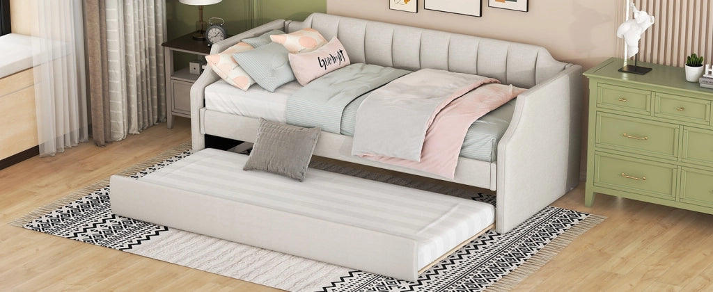Letto giorno imbottito in cotone lino 90x200 cm