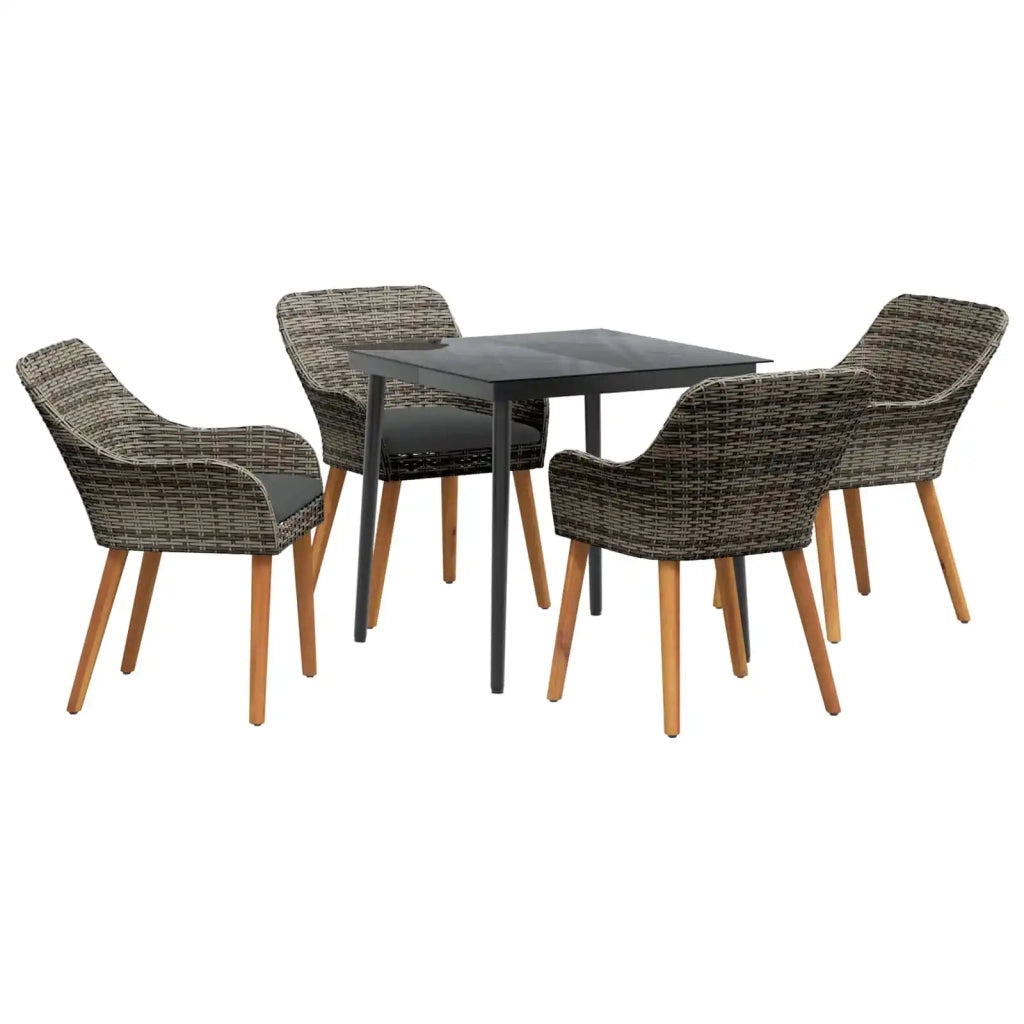 Set da Pranzo per Giardino con cuscino 5 pcs Grigio polyrattan 3261678