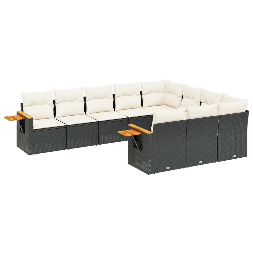 Set Divani da Giardino 10pz con Cuscini in Polyrattan Nero 3227176
