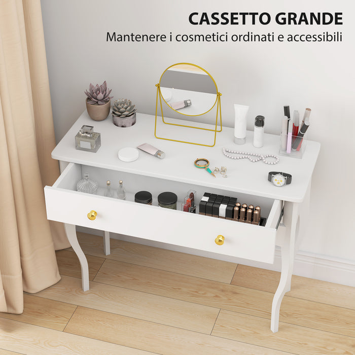 Consolle da Ingresso 100x40x74 cm con Cassetto in MDF Bianco
