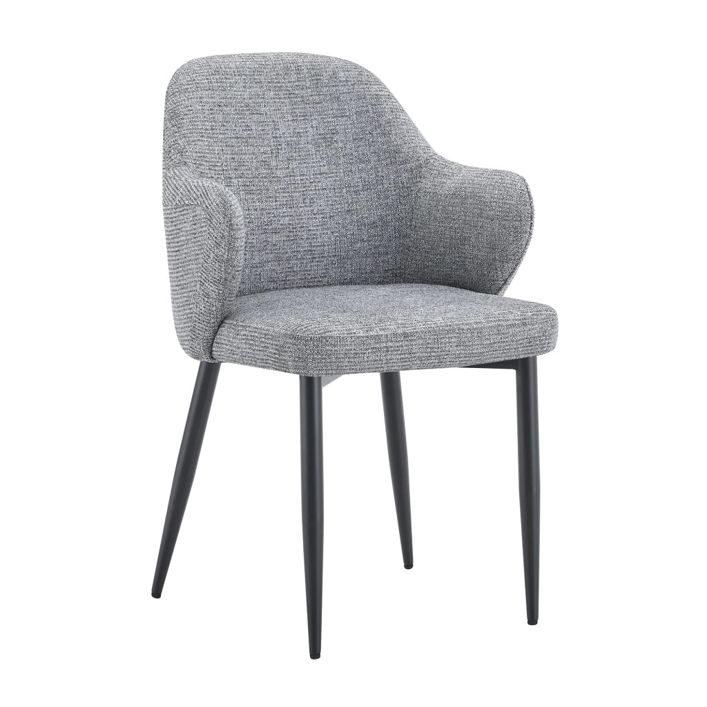 Set di 2 sedie da pranzo in tessuto grigio con gambe in metallo nero e schienale avvolgente