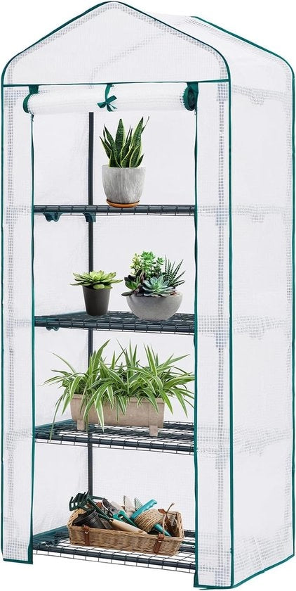 Foliekas per seme, con 4 pannelli, 160 x 69 x 49 cm, serre per balcone, spazio risparmiato, casa per la semina terrazza, bianco