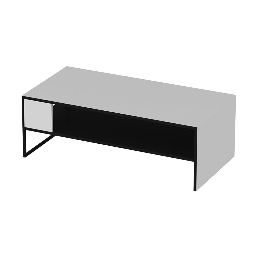 Tavolino Basso da Salotto 'Ejby' con 2 Piani d'Appoggio - Bianco/Nero [en.casa]