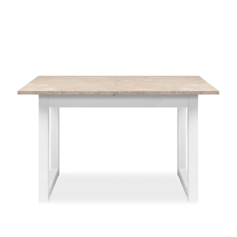 Tavolo allungabile Houston 80B con struttura bianca e piano sabbia 120x75x80 cm.