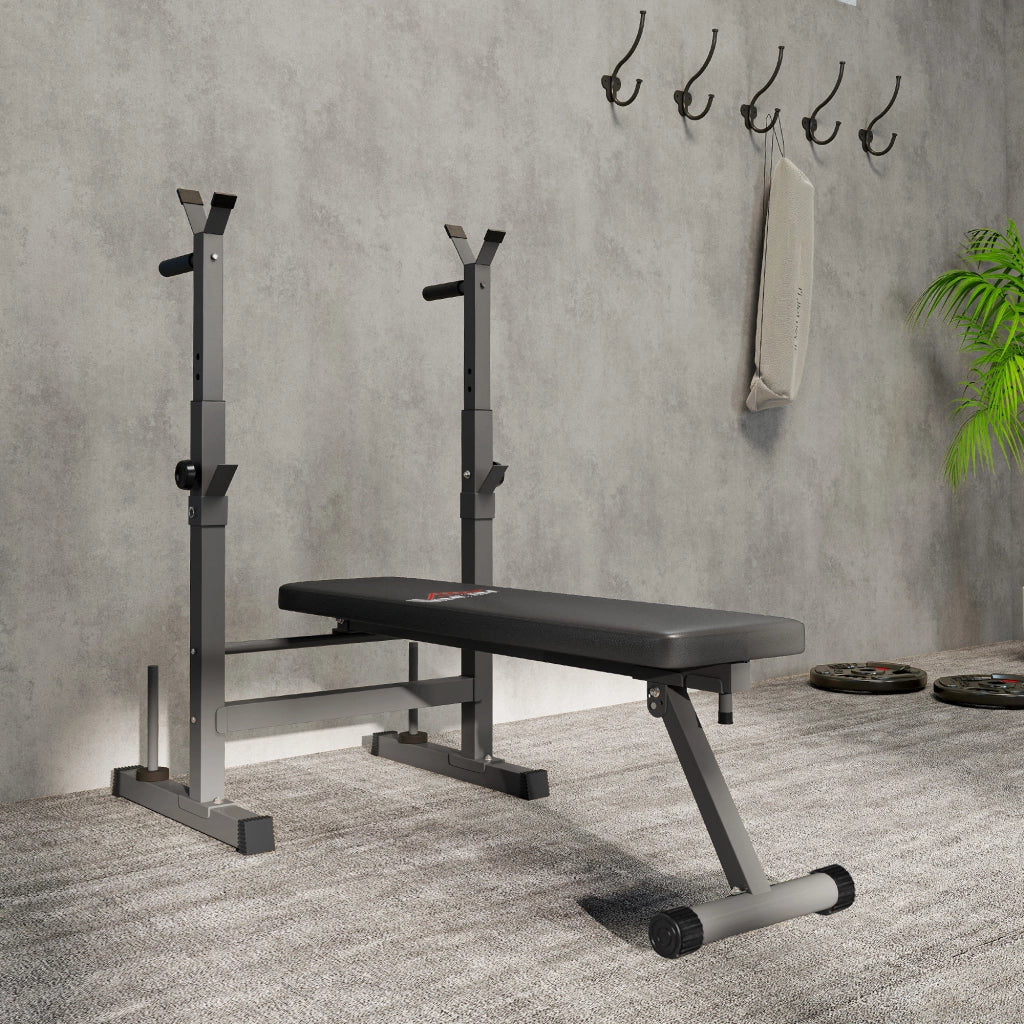 Panca Pesi Pieghevole ¨C zephmum ¨C Grigio, Acciaio e PU, 140x73x98-122 cm