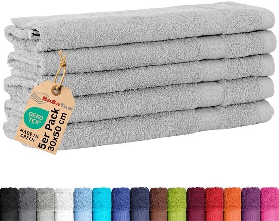 Set di asciugamani per bagno in cotone 100% - 30x50 cm - Certificato Öko-Tex Standard 100 - Leggeri e assorbenti - Sostenibili e lavabili a 60 °C - Asciugamani per bagno