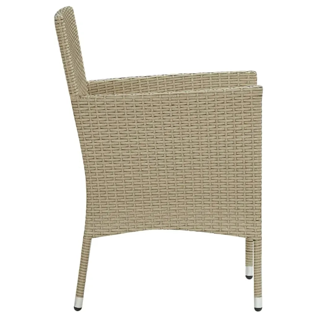 Set Pranzo da Giardino 7 pz con Cuscini in Polyrattan Beige cod mxl 43700