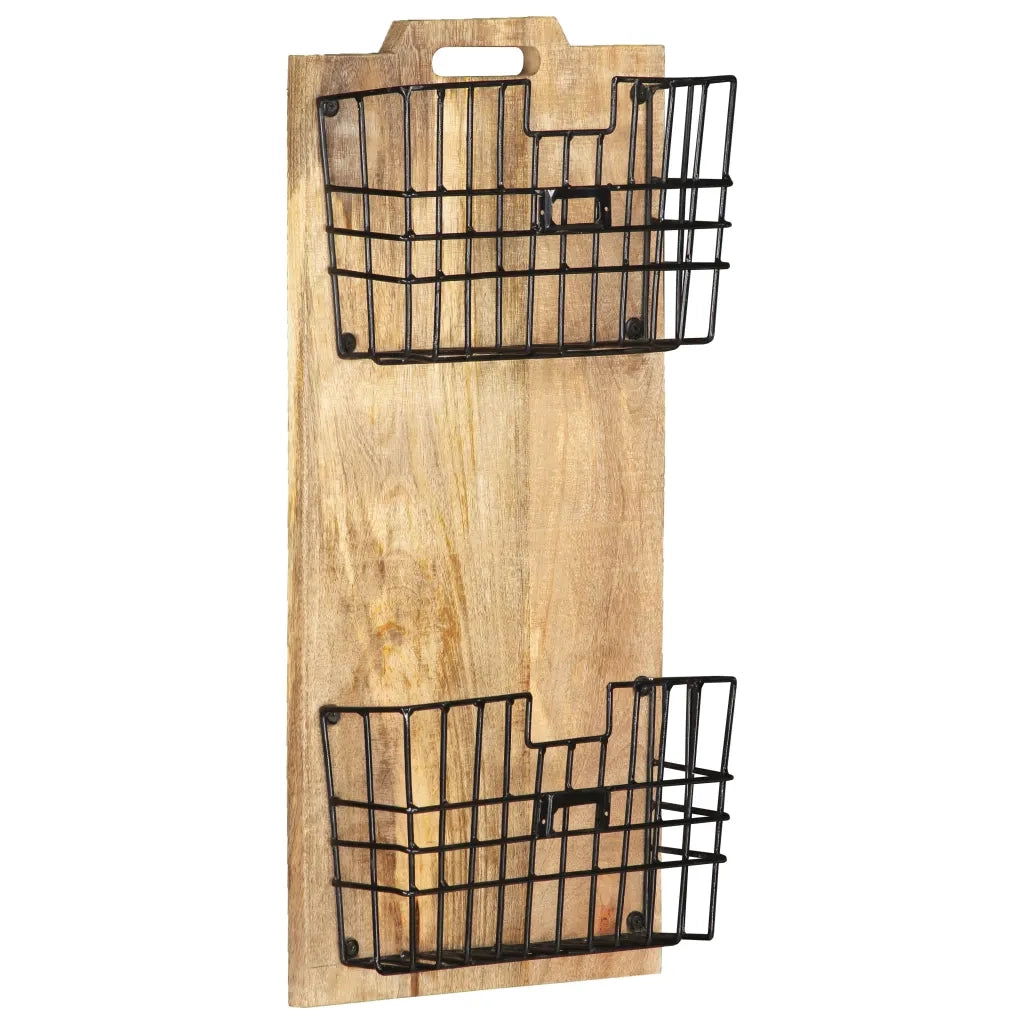 Portariviste a Parete 33x10x67 cm in Massello di Mango Grezzo 285878
