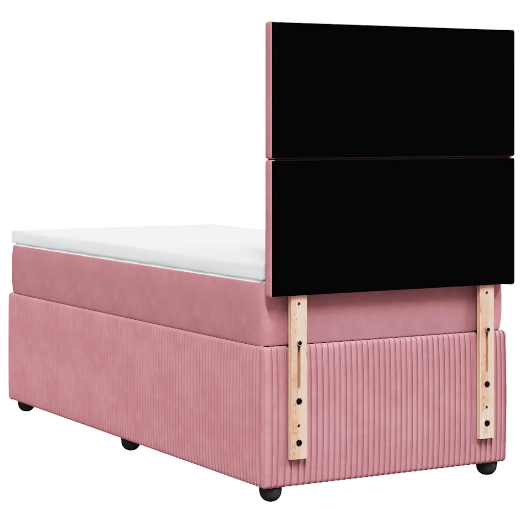 vidaXL Giroletto a Molle con Materasso Rosa 90x190 cm in Velluto