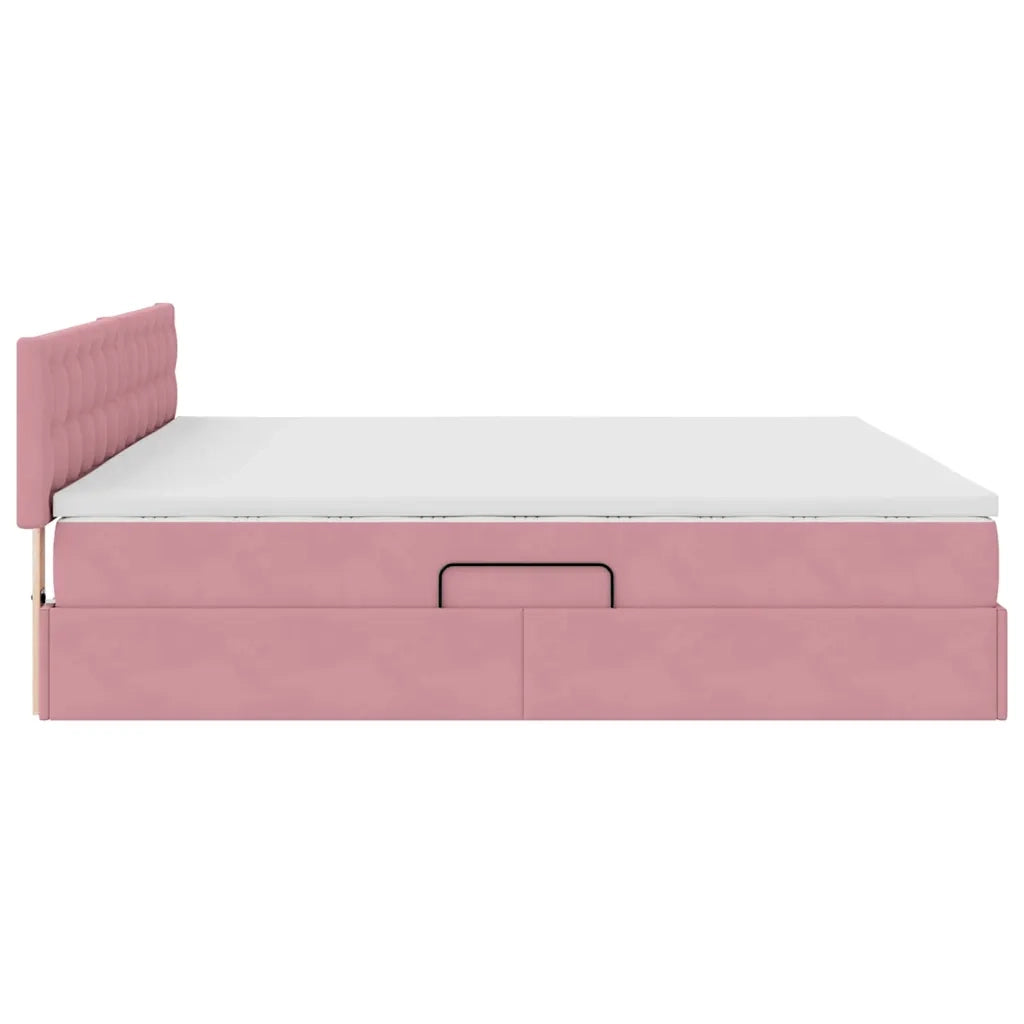 Letto con Contenitore con materasso Rosa 200 x 200 cm Velluto