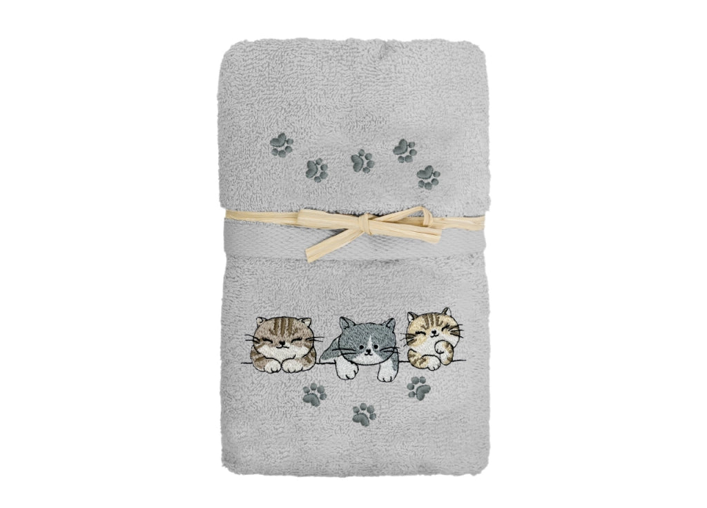 Set Asciugamano Copiola Salvietta Bagno In Spugna 100% Cotone Tre Mici - Copiola - Grigio