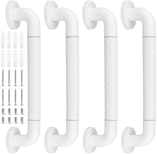 Maniglia per Bagno 39,5 cm - 4x Impugnature - Acciaio Inossidabile - Antiscivolo - Illuminante - Progetto di Impugnatura Ergonomica - Maniglia di Supporto