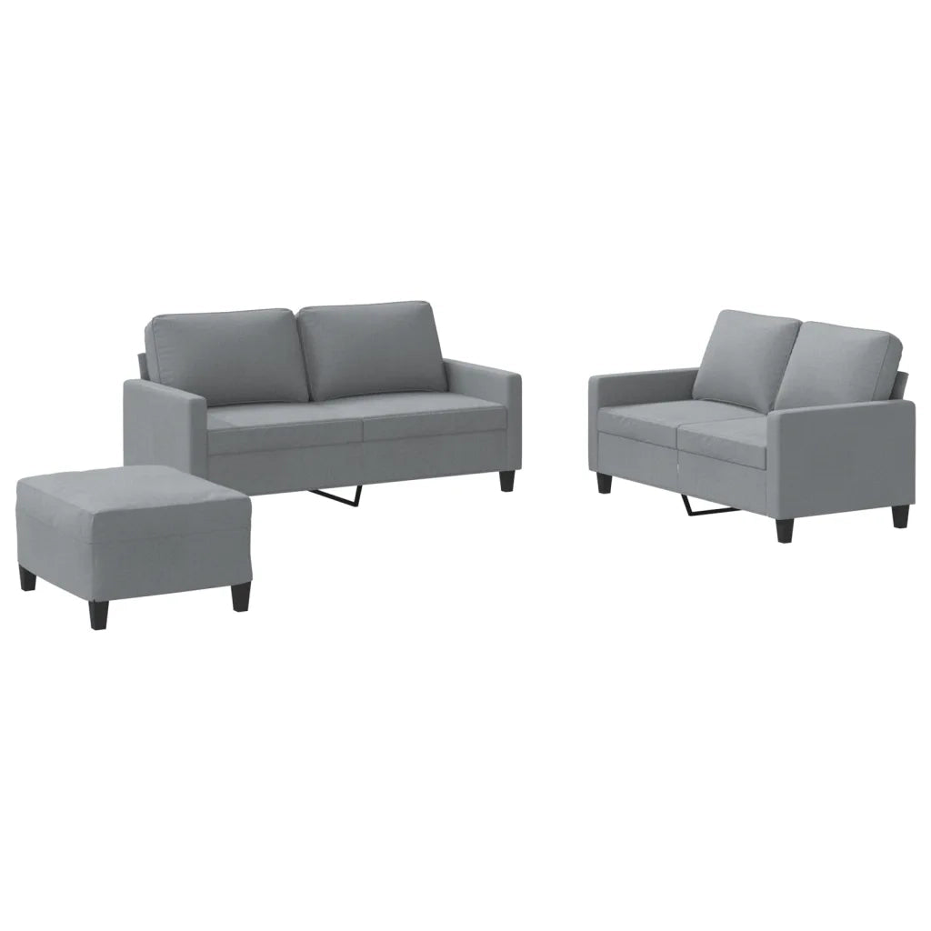 Set di Divani 3 pz con Cuscini Grigio Chiaro in Tessuto 3201452