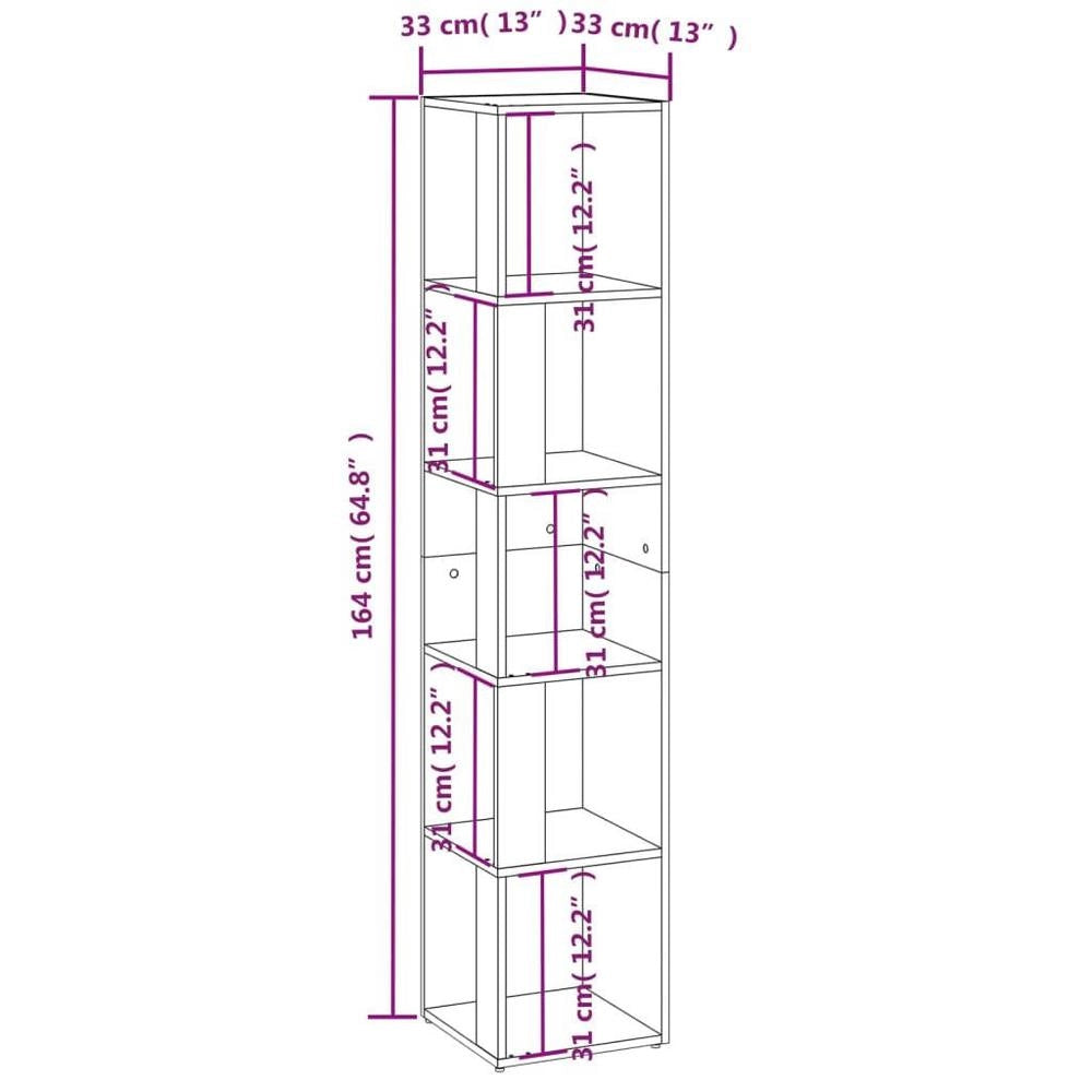 Corner Shelf, White, 33x33x164.5 Cm, Wood-based Material