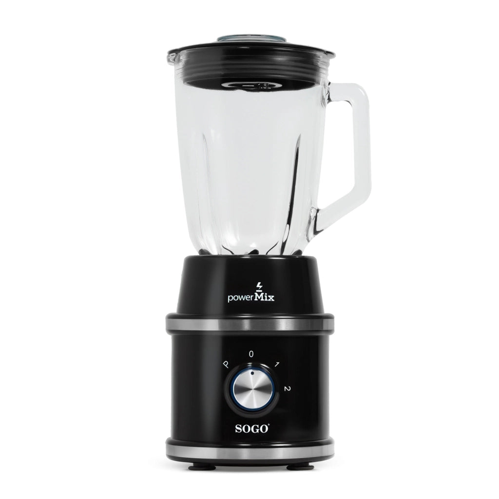 Frullatore elettrico da tavolo 1300W, 2 velocità con pulse, caraffa vetro 1,5L e mini tritatutto 300ml - SOGO