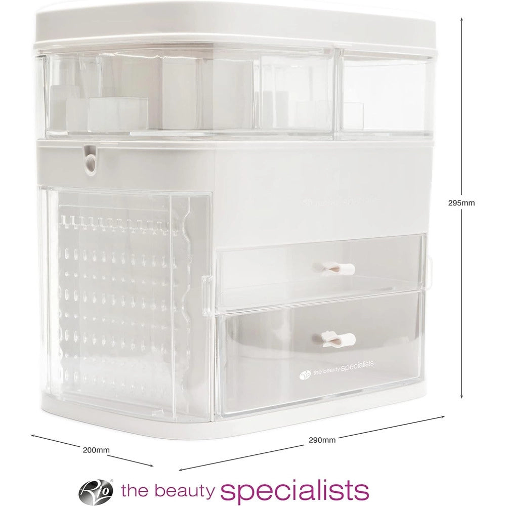 Trade Shop - Organizer Beauty Case Porta Trucco Accessori Gioielli Con Specchio Led Cassetti -