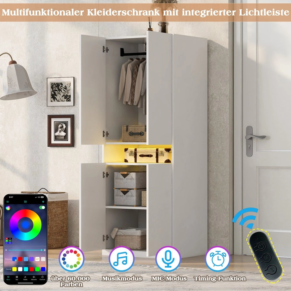 Armadio singolo con appendiabiti e ripiani ¨C Minimal ¨C Bianco, legno, 70x55x180 cm