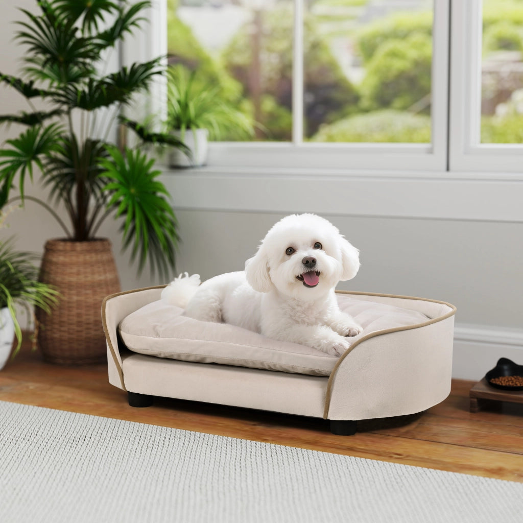 Divano per cani con cuscino amovibile ¨C zephmum ¨C 66x43x19.5 cm beige