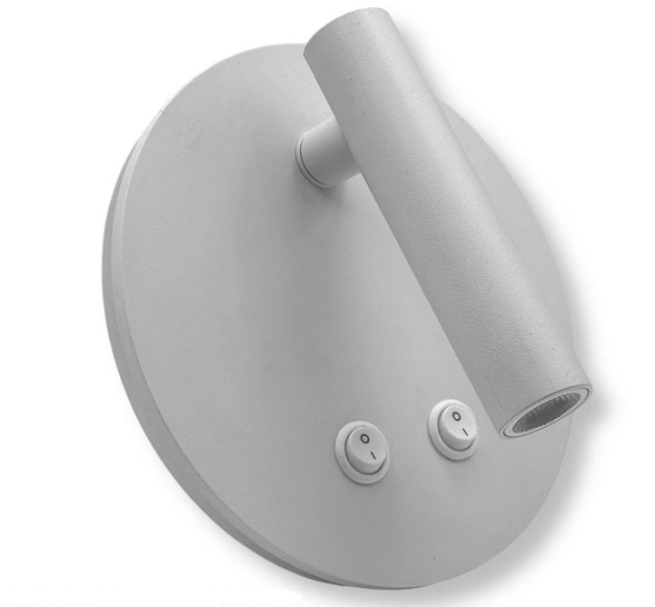 Applique LED da Parete con Doppia Illuminazione – Nero o Bianco, 8W, Faretto Orientabile + Luce Diffusa, Design Moderno Color: Bianco
