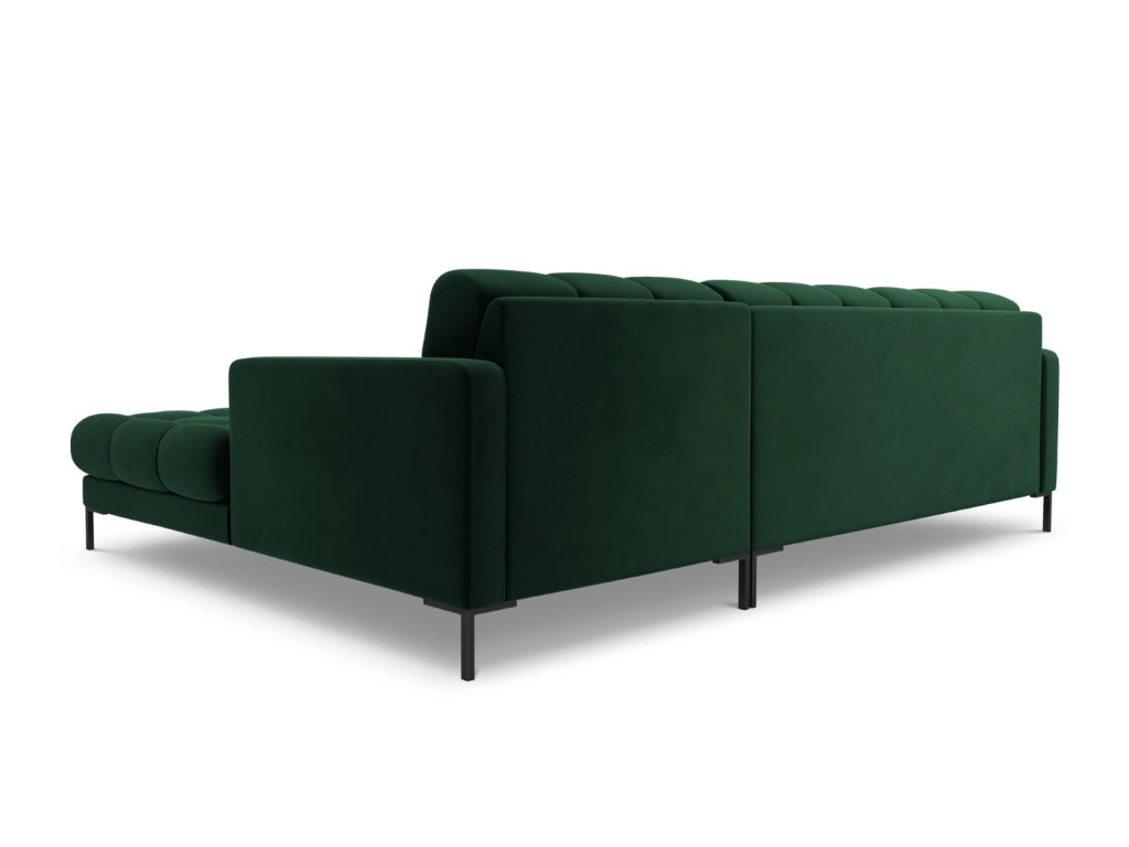 Cosmopolitan Design - Divano angolare destro "Bali" 5 posti in velluto verde bottiglia 