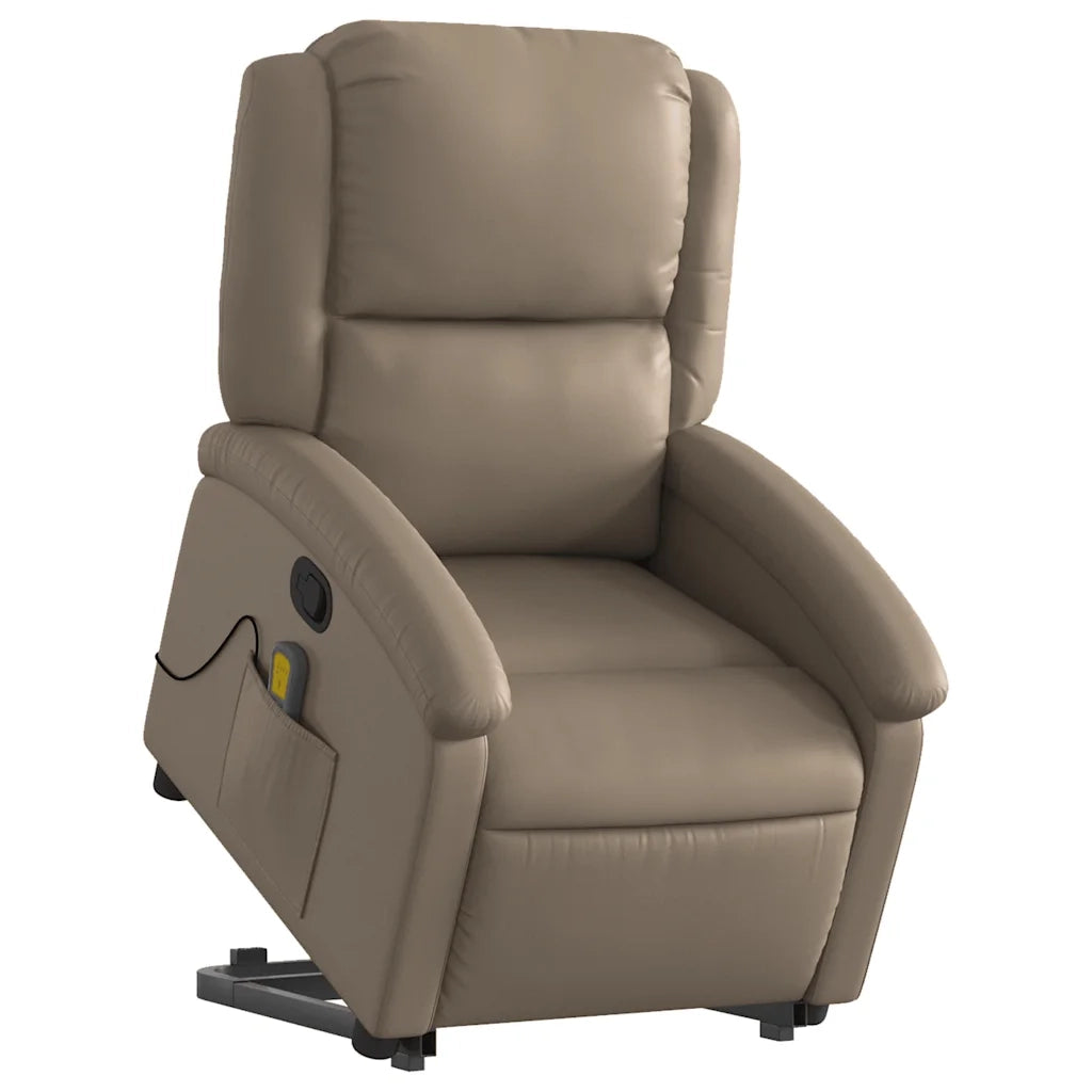 Poltrona Alzapersone Massaggi Reclinabile Cappuccino Similpelle