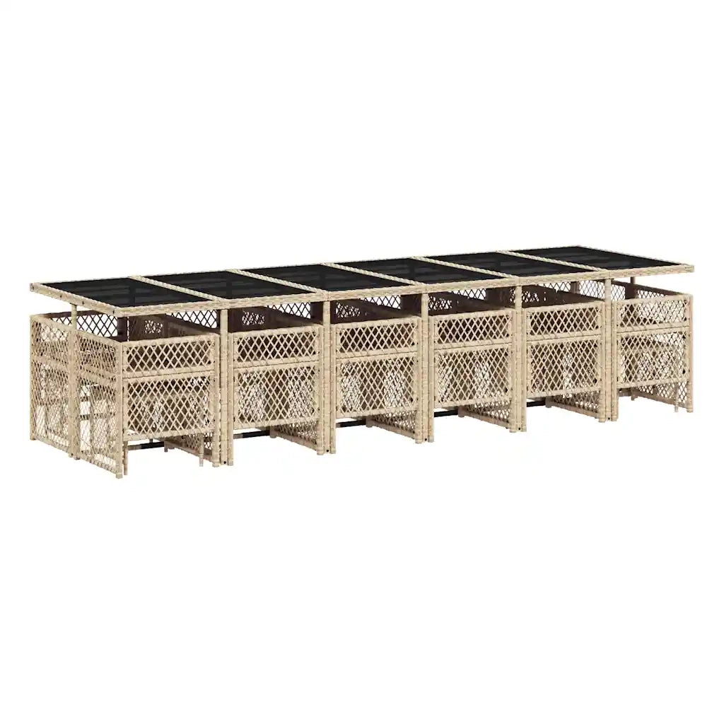 vidaXL Set da Pranzo da Giardino 17 pz con Cuscini Beige in Polyrattan