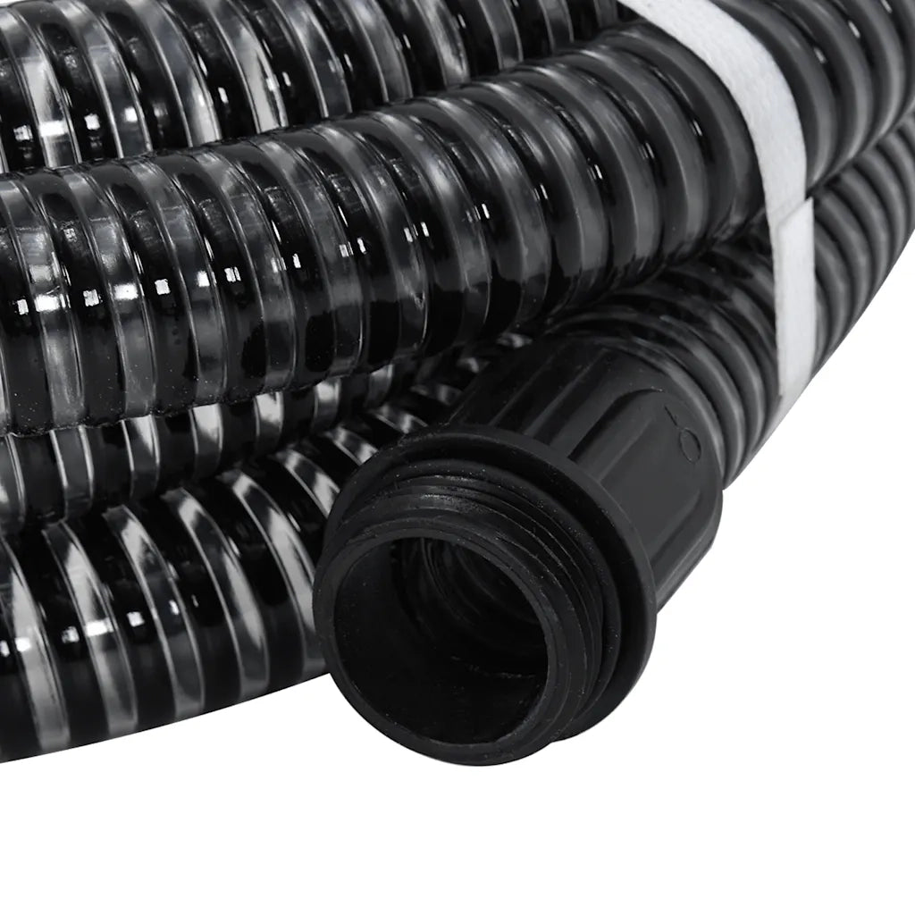 Tubo di Aspirazione con Raccordi in Ottone Nero 1,1" 25 m PVC CFW1284253