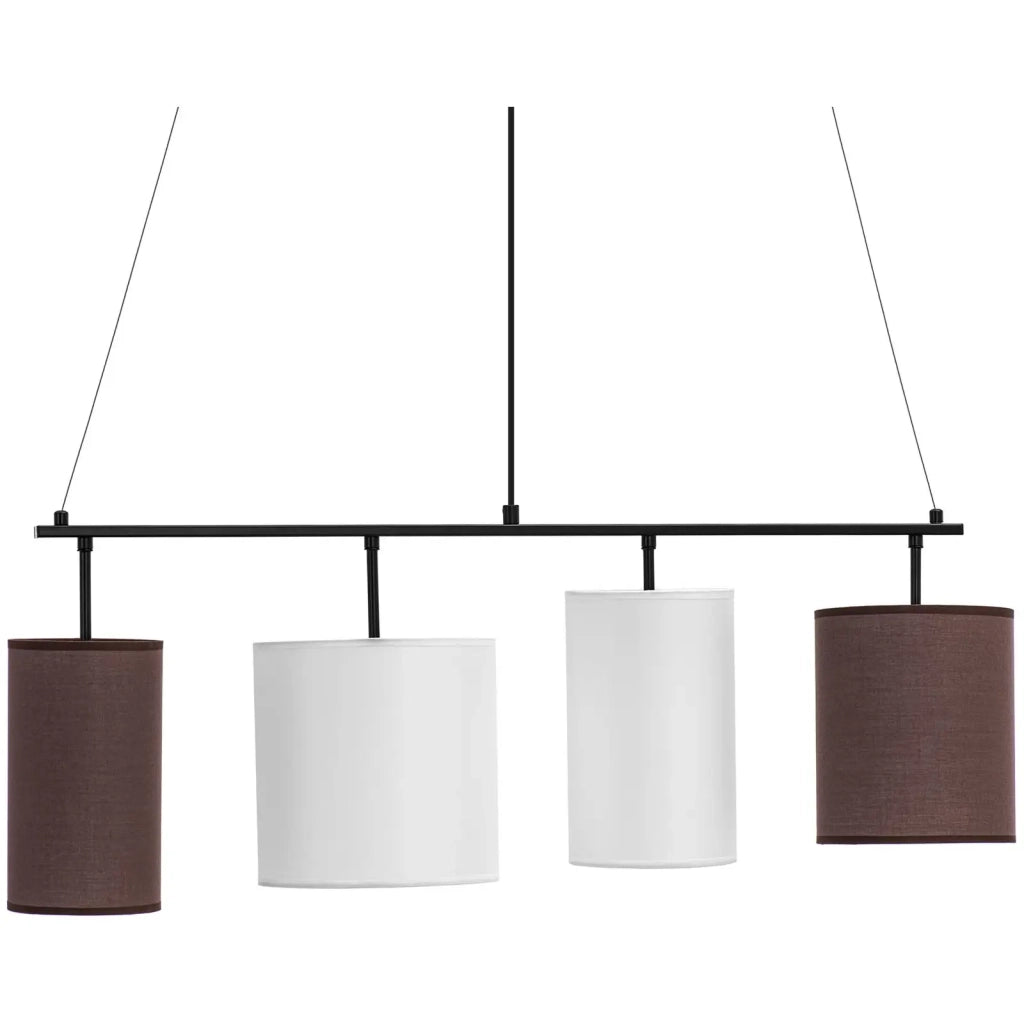 Plafoniera con 4 lampadine paralume in tessuto ferro tessuto nero marrone bianco 14_0009524