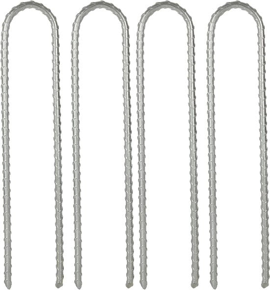 Anchetti per trampolino 30 cm (12 pollici) - set da 4 - acciaio zincato - a forma di U - per tende, trampolini e cancelli